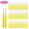 A set of 50 mini brow and eyelash combs in yellow packaging.