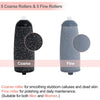 Set of five coarse rollers and five fine rollers for smoothing calluses and dead skin.