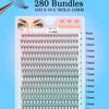A sheet of 280 bundles of cluster eyelash extensions in various lengths from 9mm to 16mm.
