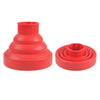 Red silicone hairdryer diffuser cover with multiple concentric rings.