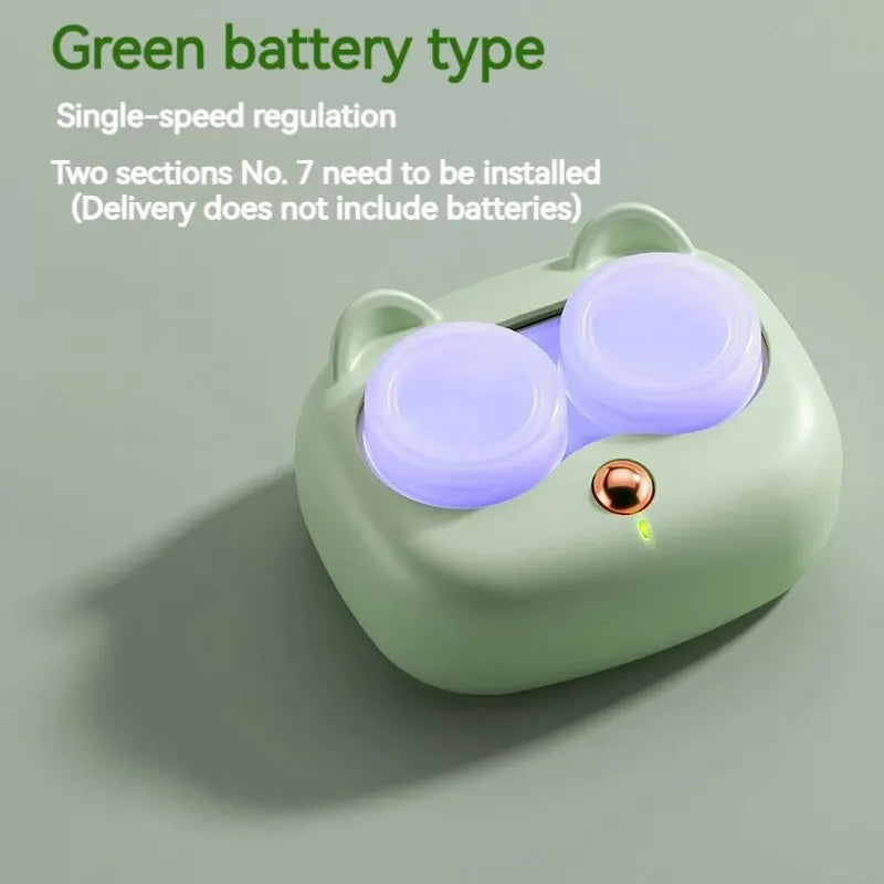 A light green silicone case for a green battery type device with two sections, showing a single-speed regulation feature.