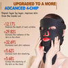 Hands hold a black professional red light therapy mask for anti-aging treatment.