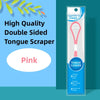 Racloir à langue en silicone rose emballé dans un tube transparent pour l'hygiène buccale