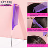 Peignes à queue de raton laveur violet pour coiffure et tresses