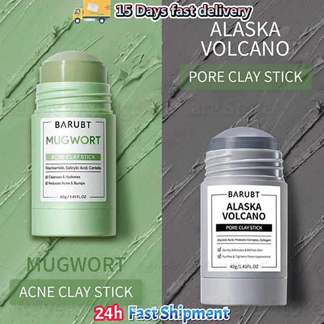Barubt Alaska Volcano pore clay stick in a green jar with a yellow truck background