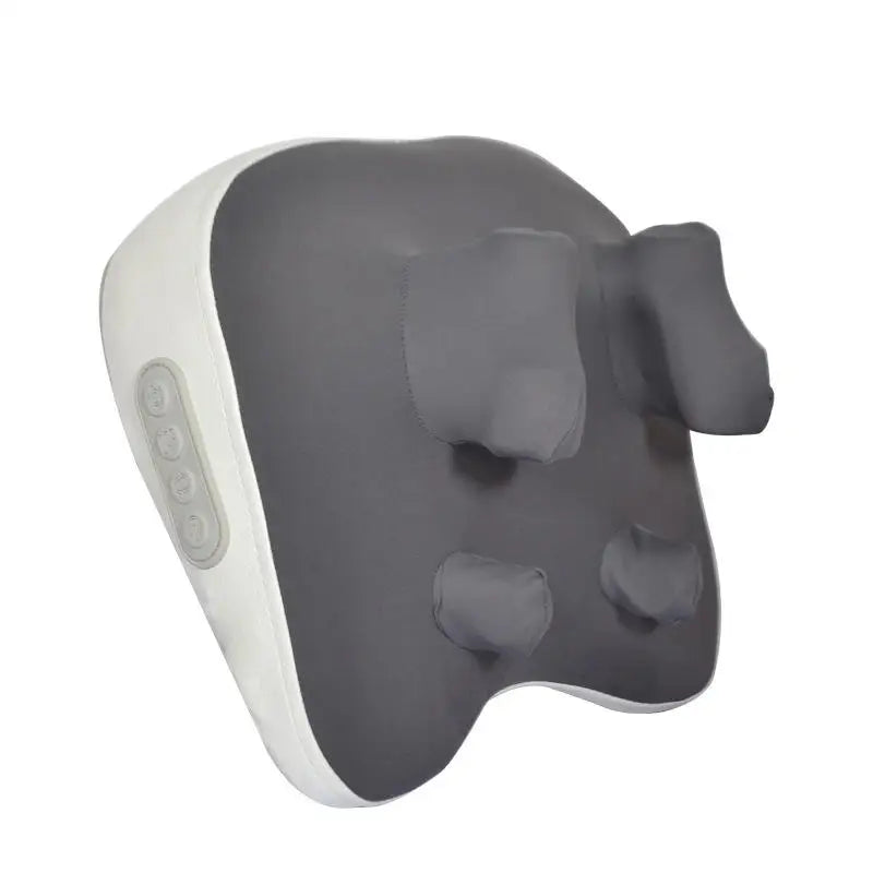 A gray electric massage pillow designed for neck, shoulder, and leg relief.