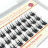 A close-up of DIY wide stem cluster lashes arranged in a tray for natural volume application.