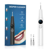 A sleek, white ultrasonic dental cleaning device is shown next to its packaging box.