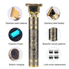 A professional cordless electric hair clipper featuring stainless steel blades, beautiful carved patterns, and a bottom charg