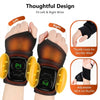 A pair of black wrist massagers designed to fit left and right wrists, featuring a thumb loop and an adjustable stick-on buck