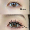 Before and after comparison of natural mink lash clusters showing volume enhancement on an eye.