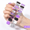 A hand displays various purple, white, and black Halloween themed UV gel nail stickers for full coverage decals.