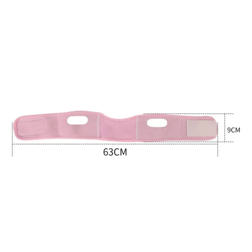 A pink adjustable face slimming strap designed for jawline contouring.