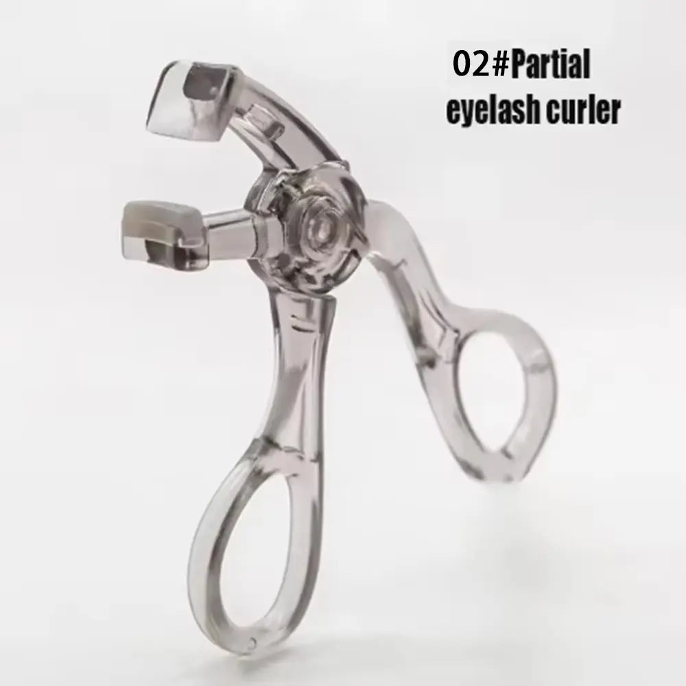 A clear dual eyelash curler and comb set for curling eyelashes.