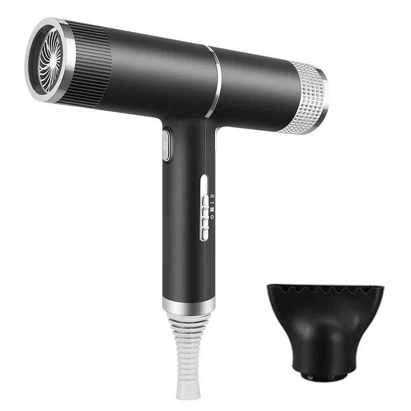 A black professional infrared blow dryer with a textured nozzle attachment.