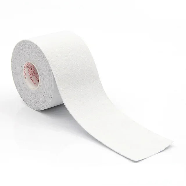 Roll of white kinesiology tape for wrinkle reduction