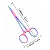 A pair of stainless steel veterinary forceps and needle holder with dimensions 5.04 inches long.