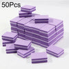 A stack of 50 purple nail and cuticle buffing files, rectangular in shape.
