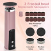 A pink and black electric foot callus remover with two frosted head replaceable sandpaper pads shown alongside various sandpa