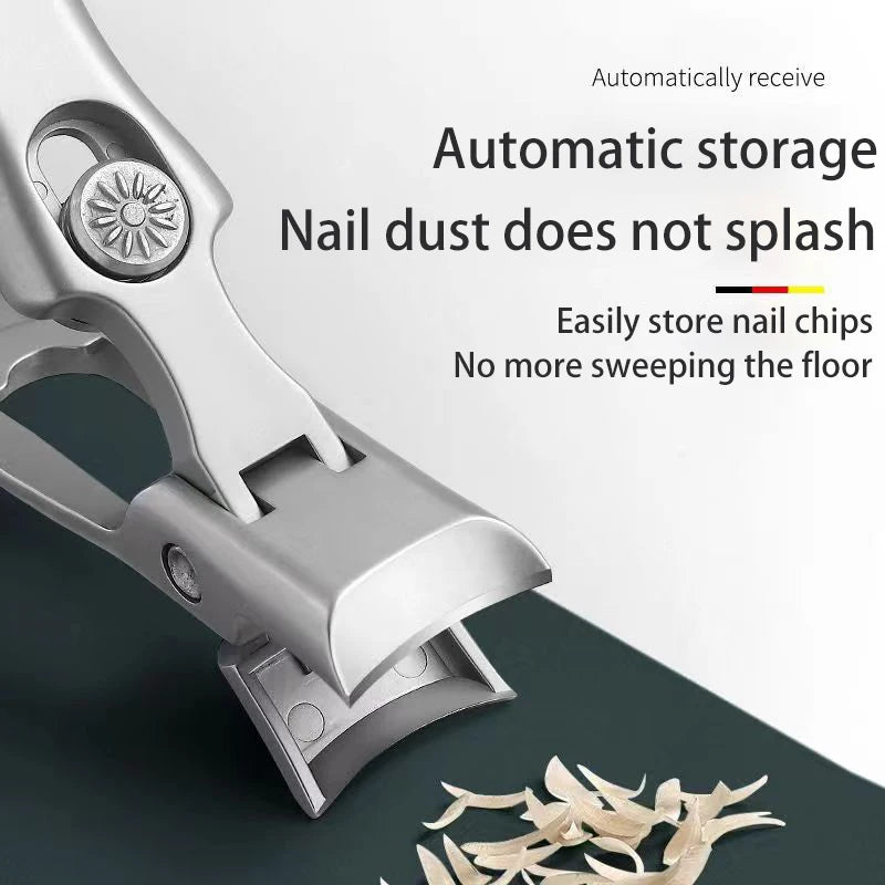 A close-up view of a heavy duty stainless steel nail clipper set with a silver handle and cutting mechanism.