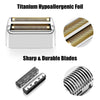 Titanium hypoallergenic foil and sharp durable blades for a shaver.