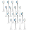 A collection of replacement toothbrush heads for various models, shown in a vertical arrangement.