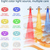 Eight color light sources including red, blue, green, purple, white, and infrared lights illuminating a face mask.