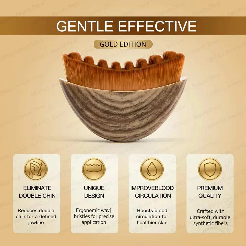 Pinceau visage pour massage lymphatique, édition or, doux et efficace