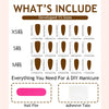 Diagram showing the included components for DIY manicures: Nail Flie and Adhesive Tabs.