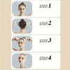 A four-step guide showing the process of using a graphene fiber face lift band for jawline definition.