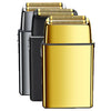 A set of professional rechargeable electric shavers with gold and black accents displayed together.