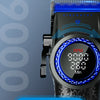 Close-up of a blue ceramic fixing blade on a watch, showing a range of speeds from 7000 to 9000 RPM per minute.