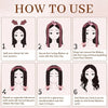 A six-step guide demonstrating how to use velvet heatless hair curlers for natural waves.