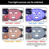 Four light sources can be switched on a multi-wavelength LED face therapy mask