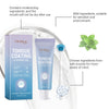 Oralhoo tongue coating cleaning gel and scraper set shown with product benefits and ingredients.