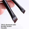 A pair of black angled makeup brushes with thick aluminum flexible bristles shown against a white background.