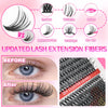 Before and after comparison of lash extension fibers for a DIY cluster lash kit