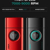 Two VGR Fusion Pro FS++ electric foil shavers, one red and one black, shown against a dark background.