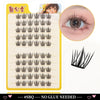 A package of Dingsen Cluster Eyelash Extensions showing various lash styles and a close-up of an eye.