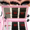 A pink DIY lash extension kit showing false eyelashes clusters and fluffy volume lash extensions