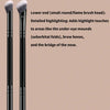 A set of two dual-ended makeup brushes with black handles and natural hair bristles for concealing and highlighting.