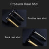 Two shots of a professional electric hair trimmer for men showing the product from the front and back angles.