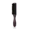 A dark brown wooden boar bristle hair and beard brush shown against a white background.