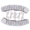 Pads d'électrode non tissés réutilisables pour la stimulation musculaire, disposés en deux bandes incurvées.