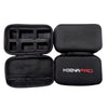 Black portable case for hair clippers and trimmers with an open compartment and a separate storage box.