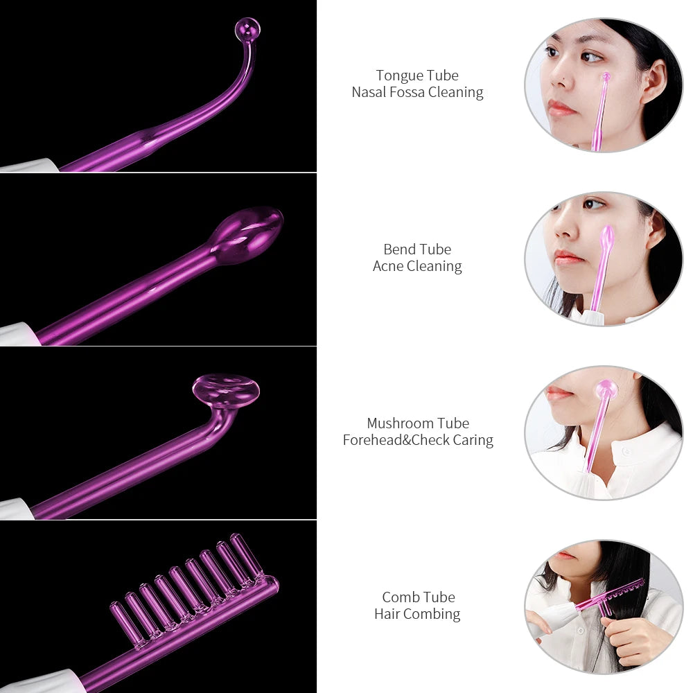 A set of four silicone tubes for facial cleaning and hair combing including Tongue Tube, Bend Tube, Mushroom Tube, and Comb T