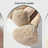 A set of silky smooth makeup brushes shown in three views: silky smooth, hair peak 0.06mm, and easy to catch powder.