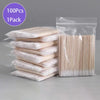 Paquete de 100 palitos de madera para manicura y cuidado de cutículas, apilados y empaquetados en bolsa de plástico transpare