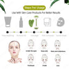 Diagram showing five steps for using a Jade Gua Sha facial massager, including face washing, essence oil, massage, hot compre