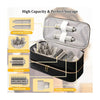 A black PU leather storage bag for hair styling tools including auto-wrap curlers, diffusers, and brushes.